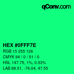 Color code: HEX #0FFF7E | qconv.com