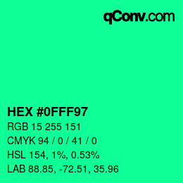 Color code: HEX #0FFF97 | qconv.com