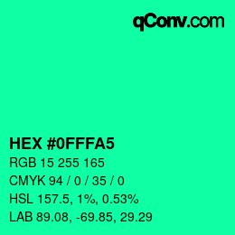 颜色代码: HEX #0FFFA5 | qconv.com