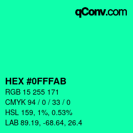 Color code: HEX #0FFFAB | qconv.com