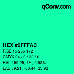 颜色代码: HEX #0FFFAC | qconv.com
