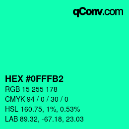 Color code: HEX #0FFFB2 | qconv.com