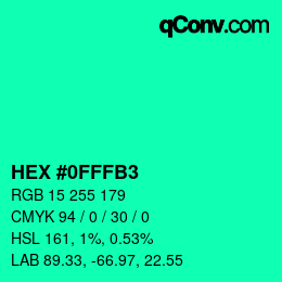 Color code: HEX #0FFFB3 | qconv.com