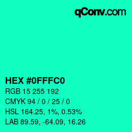 カラーコード: HEX #0FFFC0 | qconv.com