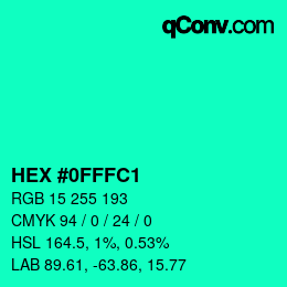 颜色代码: HEX #0FFFC1 | qconv.com