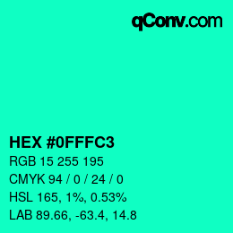 Color code: HEX #0FFFC3 | qconv.com