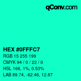 Color code: HEX #0FFFC7 | qconv.com