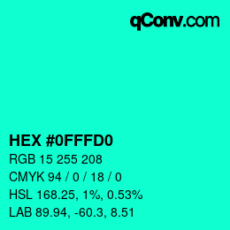 Color code: HEX #0FFFD0 | qconv.com