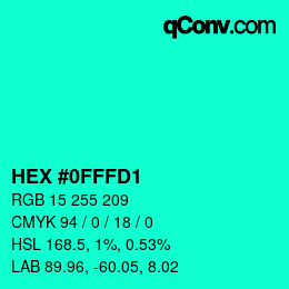 カラーコード: HEX #0FFFD1 | qconv.com
