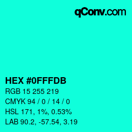 Código de color: HEX #0FFFDB | qconv.com