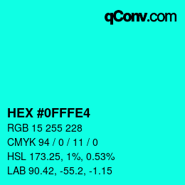 Color code: HEX #0FFFE4 | qconv.com