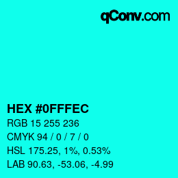 Código de color: HEX #0FFFEC | qconv.com