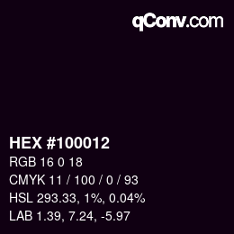 Color code: HEX #100012 | qconv.com