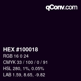 颜色代码: HEX #100018 | qconv.com
