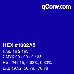 Color code: HEX #1002A5 | qconv.com
