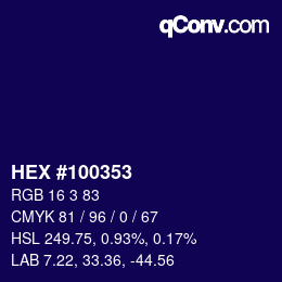 Color code: HEX #100353 | qconv.com