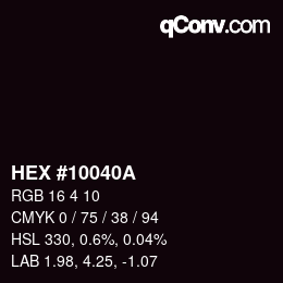 Color code: HEX #10040A | qconv.com