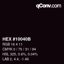 Color code: HEX #10040B | qconv.com