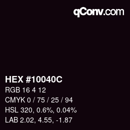 Color code: HEX #10040C | qconv.com
