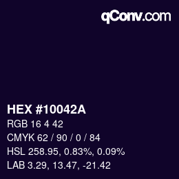 Color code: HEX #10042A | qconv.com
