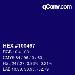 Farbcode: HEX #100467 | qconv.com