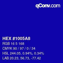 Color code: HEX #1005A8 | qconv.com
