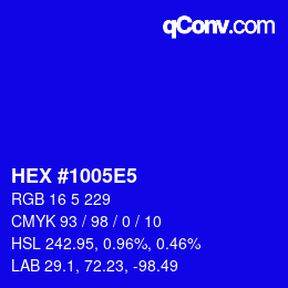 Color code: HEX #1005E5 | qconv.com
