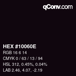Color code: HEX #10060E | qconv.com