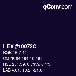 Color code: HEX #10072C | qconv.com