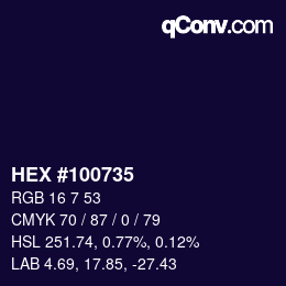 カラーコード: HEX #100735 | qconv.com