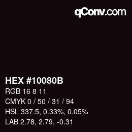 Color code: HEX #10080B | qconv.com