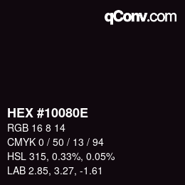 Color code: HEX #10080E | qconv.com