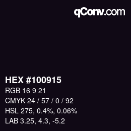 Farbcode: HEX #100915 | qconv.com