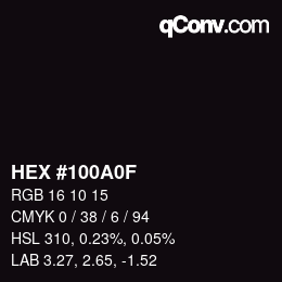 颜色代码: HEX #100A0F | qconv.com