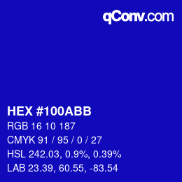 Color code: HEX #100ABB | qconv.com