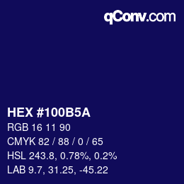 カラーコード: HEX #100B5A | qconv.com