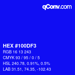 Color code: HEX #100DF3 | qconv.com