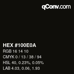 颜色代码: HEX #100E0A | qconv.com