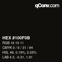 颜色代码: HEX #100F0B | qconv.com
