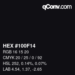 Farbcode: HEX #100F14 | qconv.com