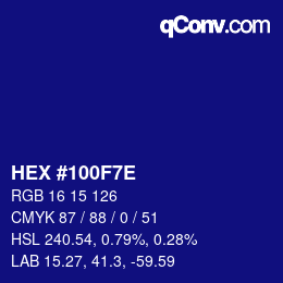 Color code: HEX #100F7E | qconv.com