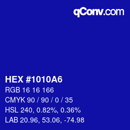 Color code: HEX #1010A6 | qconv.com