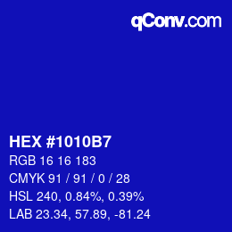 Color code: HEX #1010B7 | qconv.com