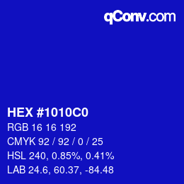 Color code: HEX #1010C0 | qconv.com