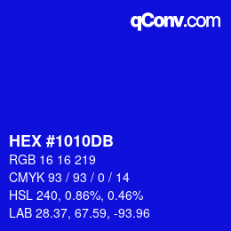 カラーコード: HEX #1010DB | qconv.com