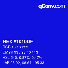Color code: HEX #1010DF | qconv.com