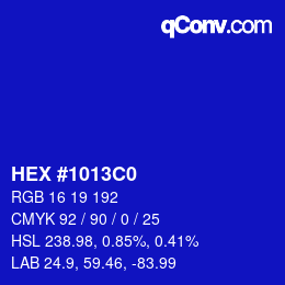 Color code: HEX #1013C0 | qconv.com