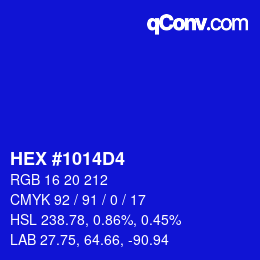カラーコード: HEX #1014D4 | qconv.com