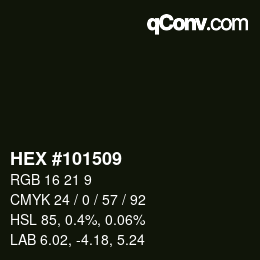 Farbcode: HEX #101509 | qconv.com