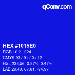 Código de color: HEX #1015E0 | qconv.com